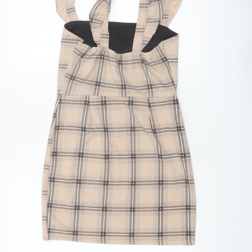 I Saw It First Women's Beige Check Pinafore Dress Size 10