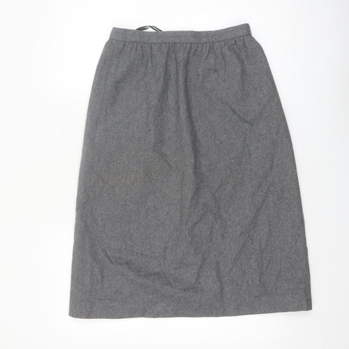 Vintage Sasson Womens Grey Wool Blend Midi Pencil Skirt Size 10