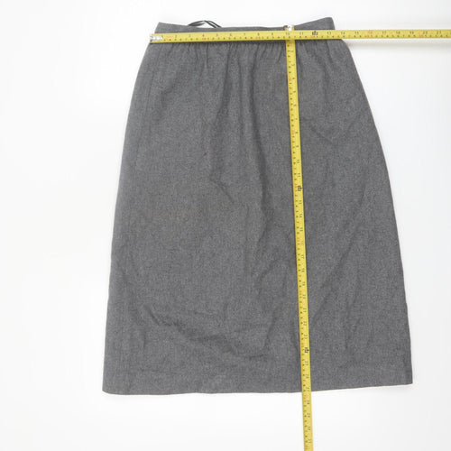 Vintage Sasson Womens Grey Wool Blend Midi Pencil Skirt Size 10