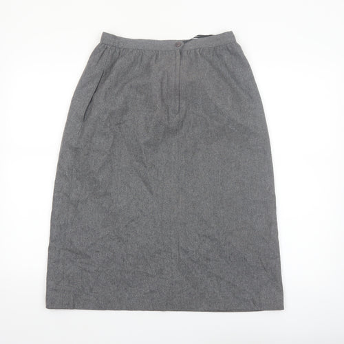Vintage Sasson Womens Grey Wool Blend Midi Pencil Skirt Size 10