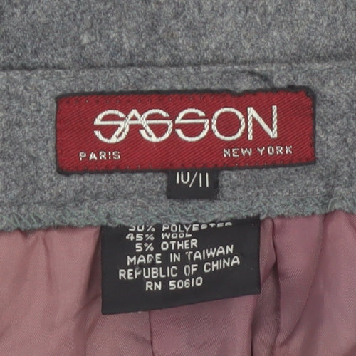 Vintage Sasson Womens Grey Wool Blend Midi Pencil Skirt Size 10