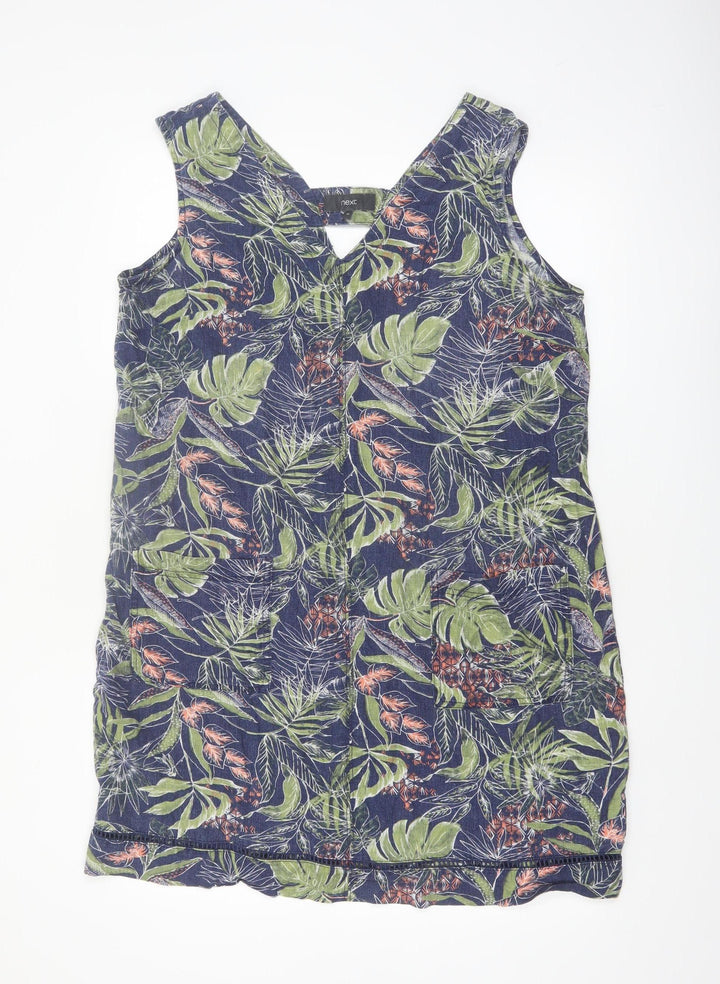Next Women’s Multicoloured Linen Blend Tropical Shift Dress Size 16
