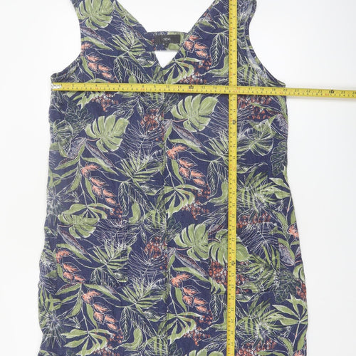 Next Women’s Multicoloured Linen Blend Tropical Shift Dress Size 16