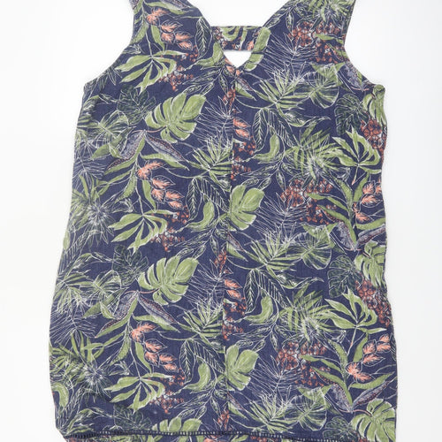 Next Women’s Multicoloured Linen Blend Tropical Shift Dress Size 16