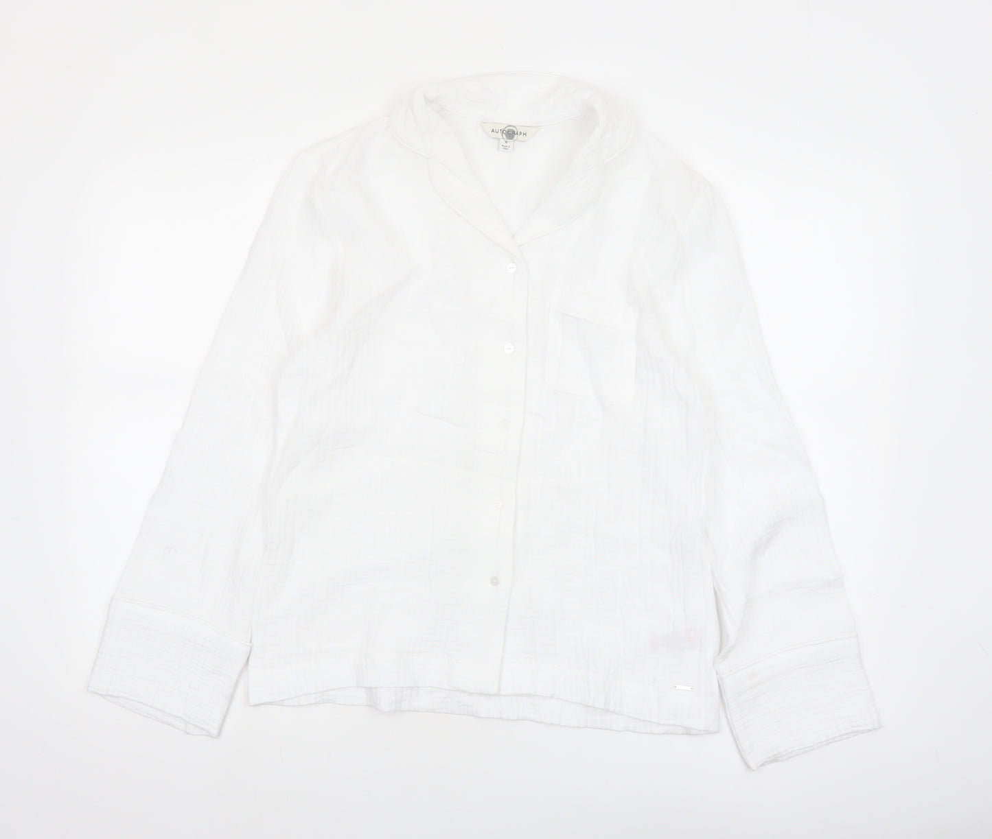 Marks and Spencer Autograph Women’s White Cotton Pyjama Shirt Size 6