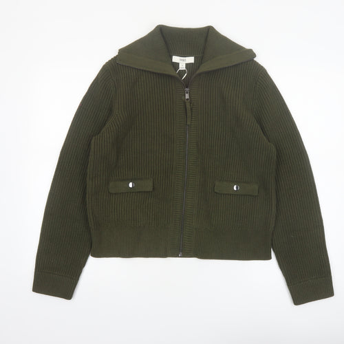 Marks and Spencer Women Green Full Zip Knit Jumper M