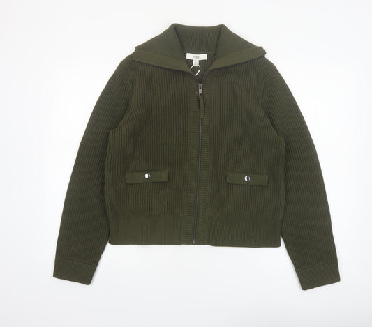 Marks and Spencer Women Green Full Zip Knit Jumper M