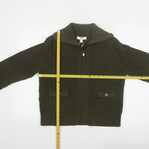 Marks and Spencer Women Green Full Zip Knit Jumper M
