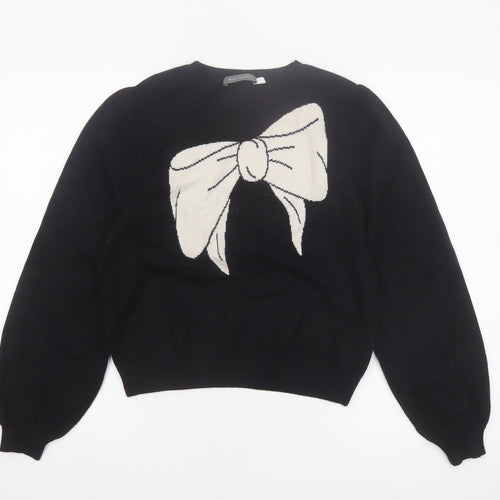 Mint Velvet Women's Black Bow Pullover Jumper Size M
