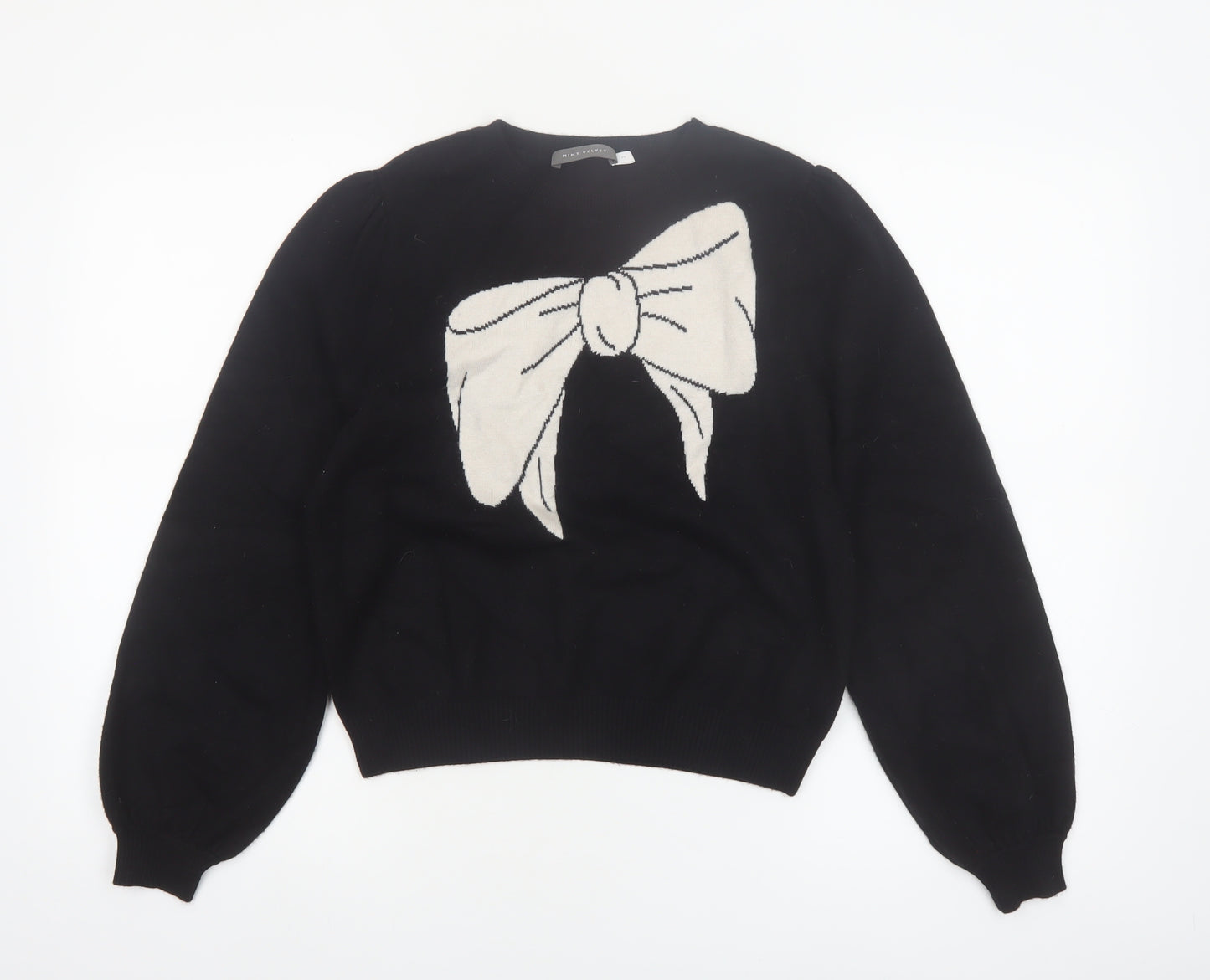 Mint Velvet Women's Black Bow Pullover Jumper Size M