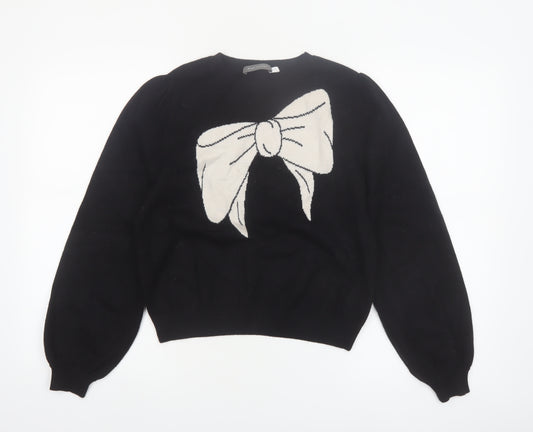 Mint Velvet Women's Black Bow Pullover Jumper Size M