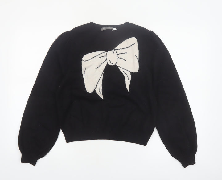 Mint Velvet Women's Black Bow Pullover Jumper Size M