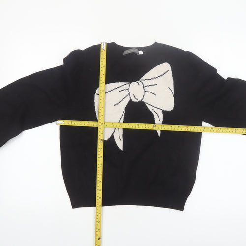 Mint Velvet Women's Black Bow Pullover Jumper Size M