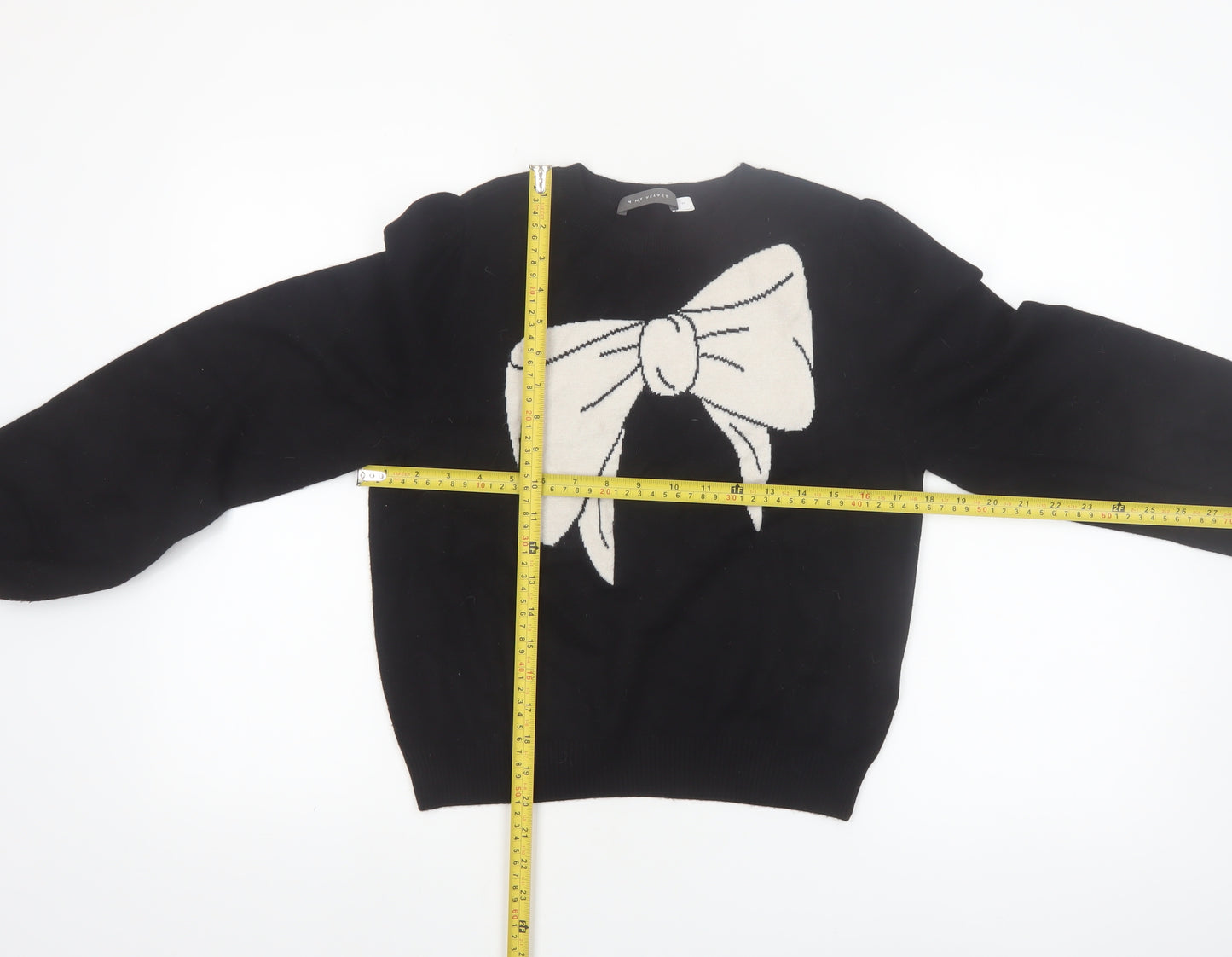 Mint Velvet Women's Black Bow Pullover Jumper Size M