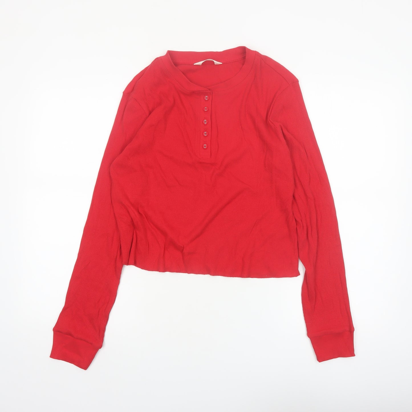 Marks and Spencer Women Red Long Sleeve Henley Pyjama Top Size 18
