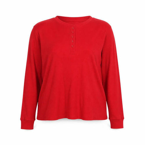 Marks and Spencer Women Red Long Sleeve Henley Pyjama Top Size 18