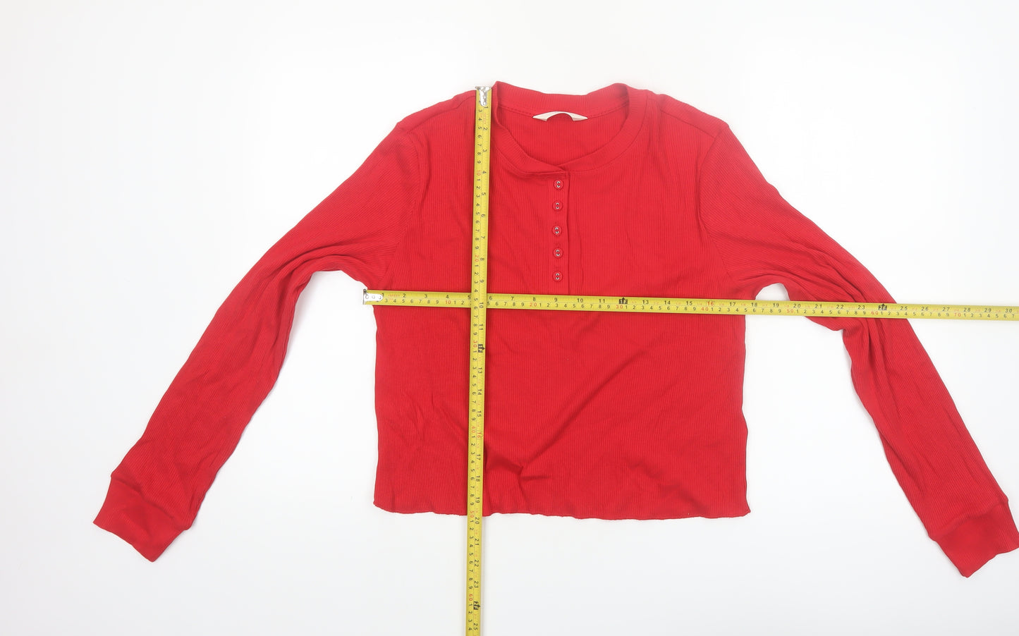 Marks and Spencer Women Red Long Sleeve Henley Pyjama Top Size 18