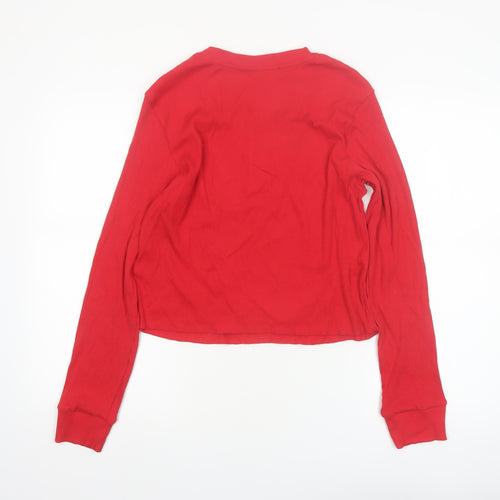 Marks and Spencer Women Red Long Sleeve Henley Pyjama Top Size 18