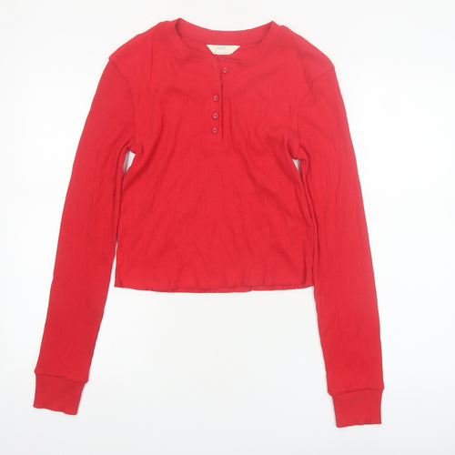 Marks and Spencer Womens Red Long Sleeve Henley Nightshirt Size 14