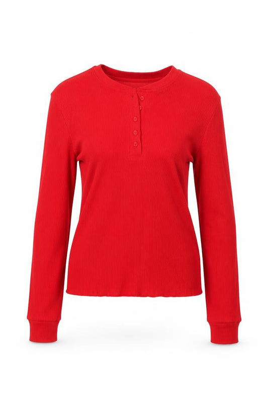 Marks and Spencer Womens Red Long Sleeve Henley Nightshirt Size 14