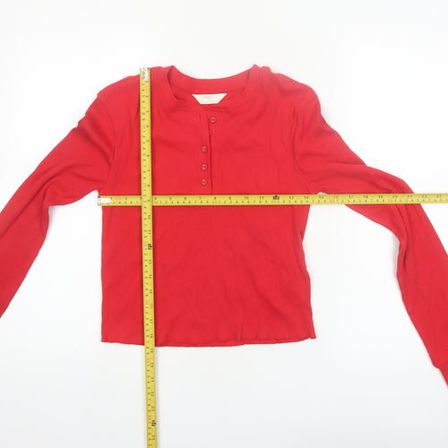 Marks and Spencer Womens Red Long Sleeve Henley Nightshirt Size 14