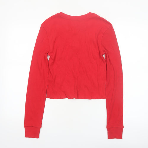 Marks and Spencer Womens Red Long Sleeve Henley Nightshirt Size 14