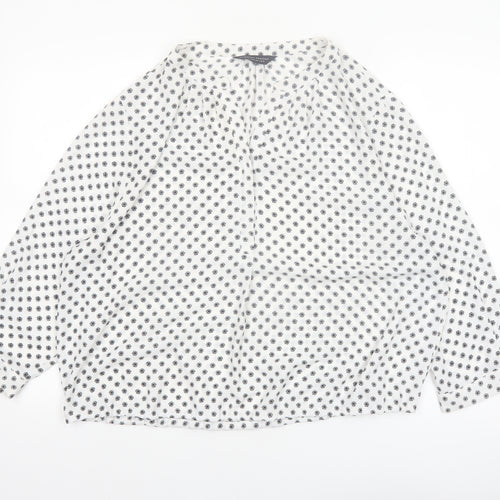 Dorothy Perkins Women's White Floral Blouse UK 18 3/4 Sleeve Tunic Top