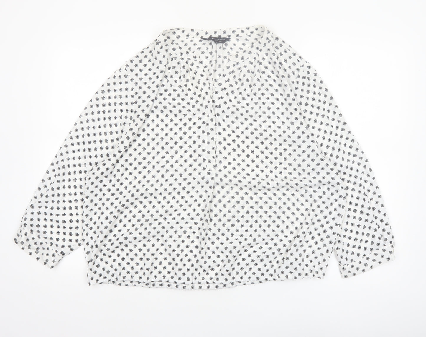 Dorothy Perkins Women's White Floral Blouse UK 18 3/4 Sleeve Tunic Top