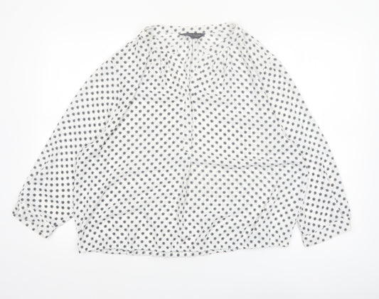 Dorothy Perkins Women's White Floral Blouse UK 18 3/4 Sleeve Tunic Top