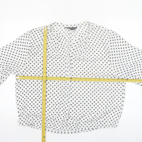 Dorothy Perkins Women's White Floral Blouse UK 18 3/4 Sleeve Tunic Top