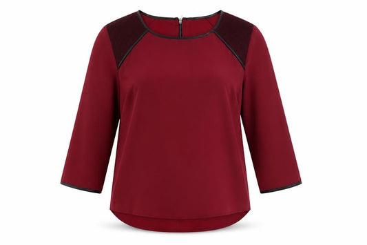 Front view of Star by Julien Macdonald Women's Red 3/4 Sleeve Blouse, size 16