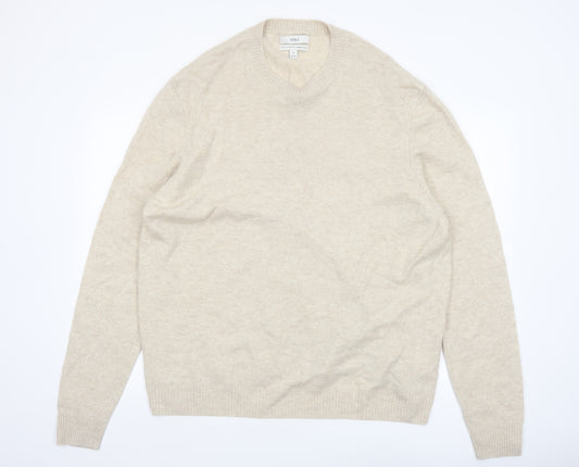 Marks and Spencer Men’s Beige Lambswool 2XL Crew Neck Jumper