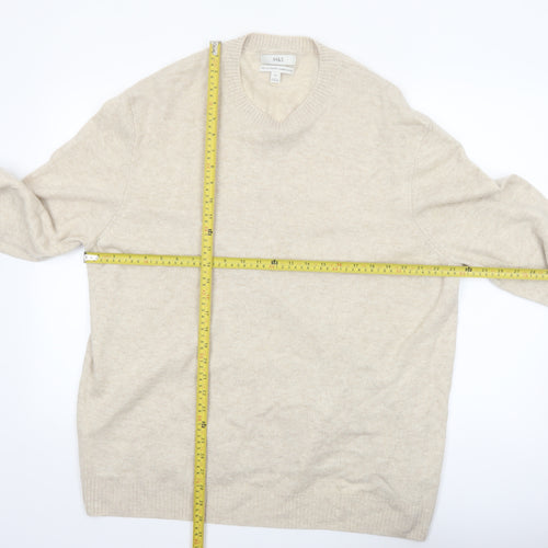 Marks and Spencer Men’s Beige Lambswool 2XL Crew Neck Jumper