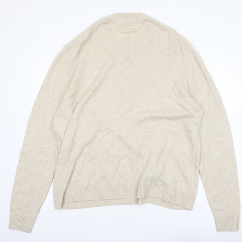 Marks and Spencer Men’s Beige Lambswool 2XL Crew Neck Jumper