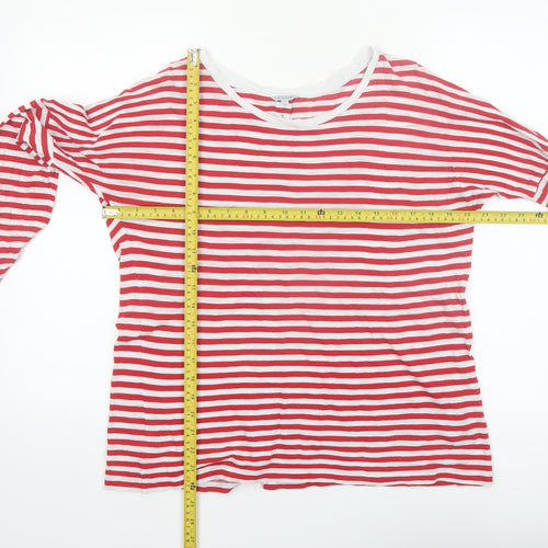 Jigsaw Women’s Red White Striped Cotton Long Sleeve Boat Neck Top M
