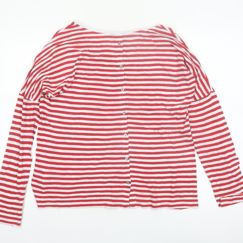 Jigsaw Women’s Red White Striped Cotton Long Sleeve Boat Neck Top M
