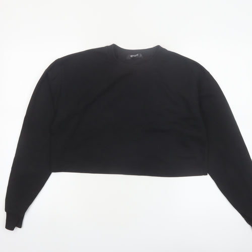 Missguided Women Black Cropped Long Sleeve Crew Neck Tall Size 10 Top