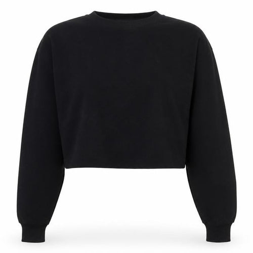Missguided Women Black Cropped Long Sleeve Crew Neck Tall Size 10 Top