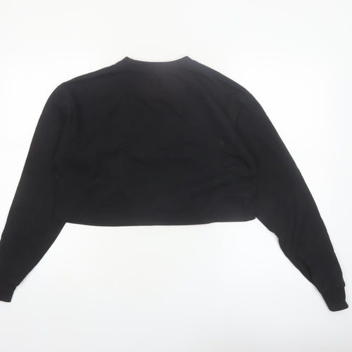 Missguided Women Black Cropped Long Sleeve Crew Neck Tall Size 10 Top