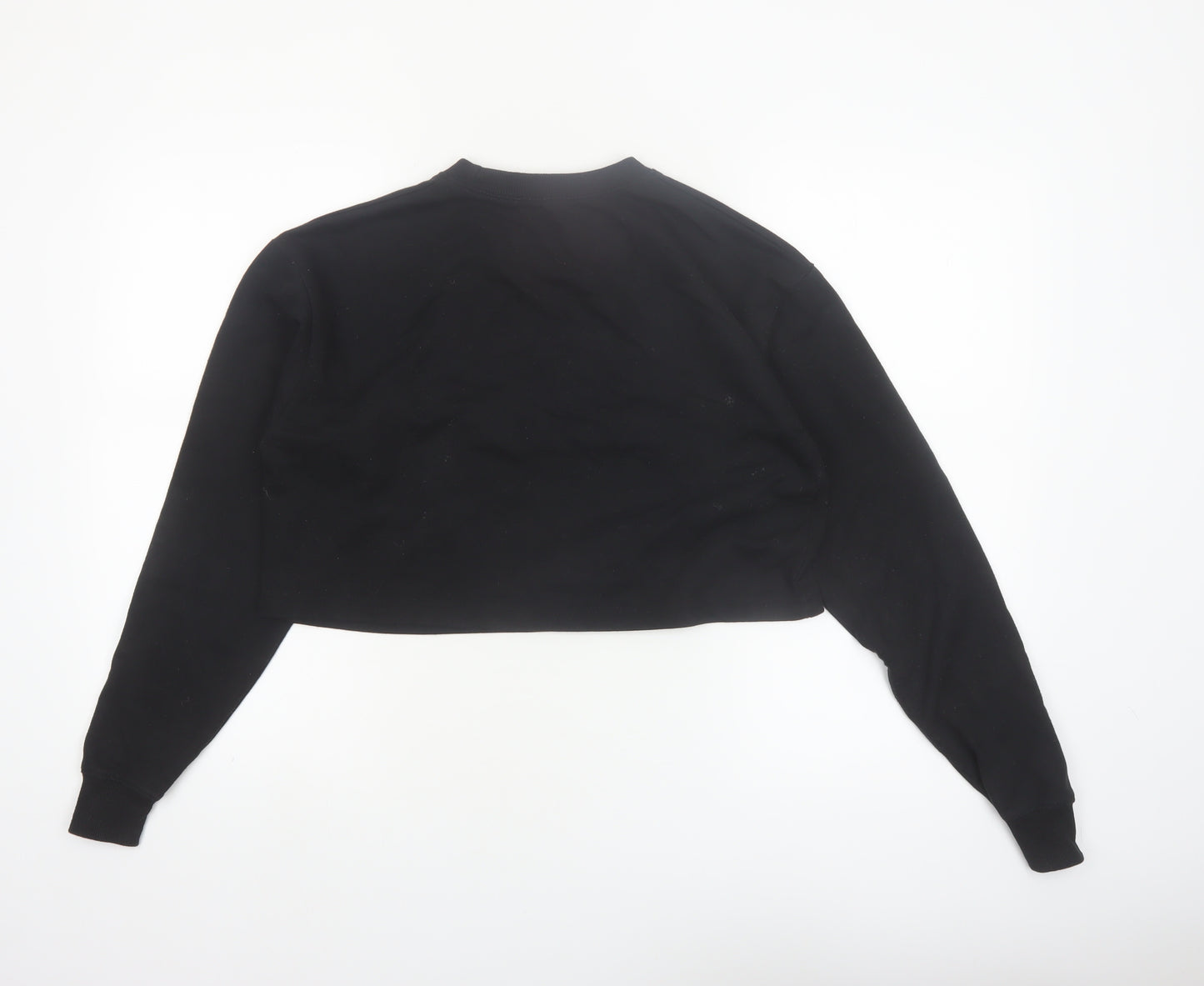 Missguided Women Black Cropped Long Sleeve Crew Neck Tall Size 10 Top