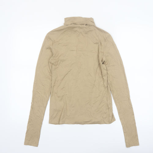 H&M Women Beige Roll Neck Long Sleeve Basic Jersey Top Size S