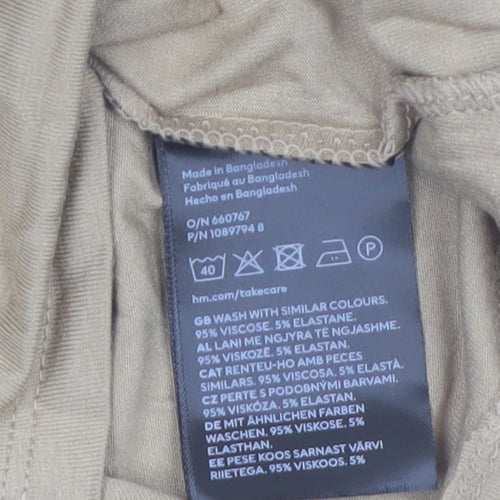 H&M Women Beige Roll Neck Long Sleeve Basic Jersey Top Size S