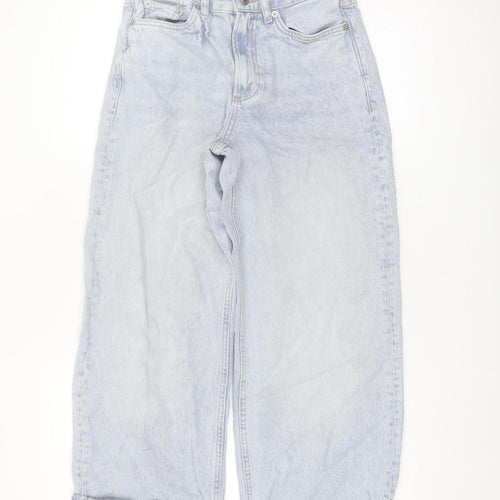 Marks and Spencer Women’s Blue Wide-Leg High Rise Jeans Size 8 Short