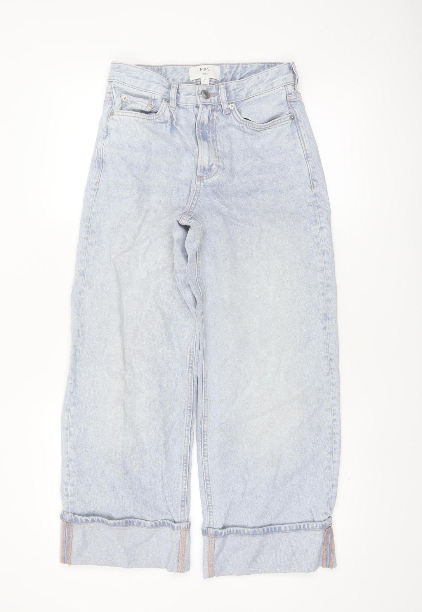Marks and Spencer Women’s Blue Wide-Leg High Rise Jeans Size 8 Short