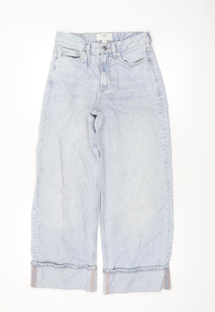 Marks and Spencer Women’s Blue Wide-Leg High Rise Jeans Size 8 Short
