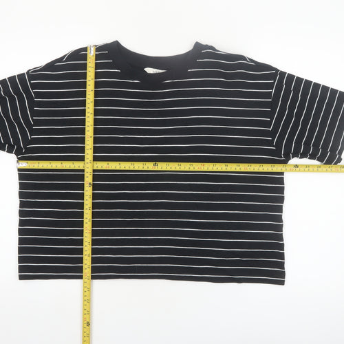 Marks and Spencer Women's Black Striped Relaxed T-Shirt Size 14