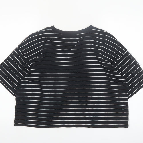 Marks and Spencer Women's Black Striped Relaxed T-Shirt Size 14