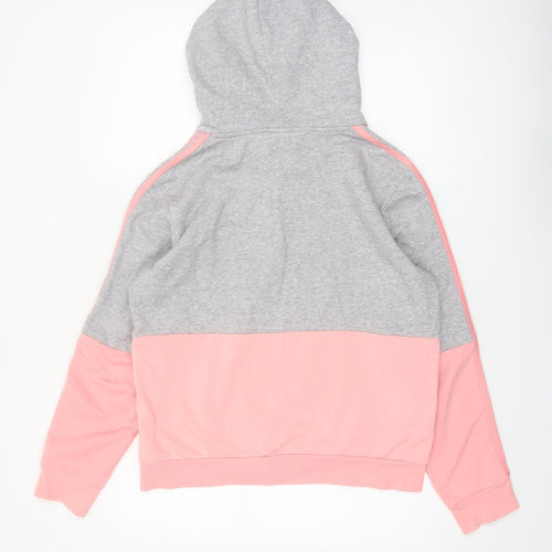 Adidas Womens Grey Pink Pullover Hoodie Size 12-14 Cotton Blend