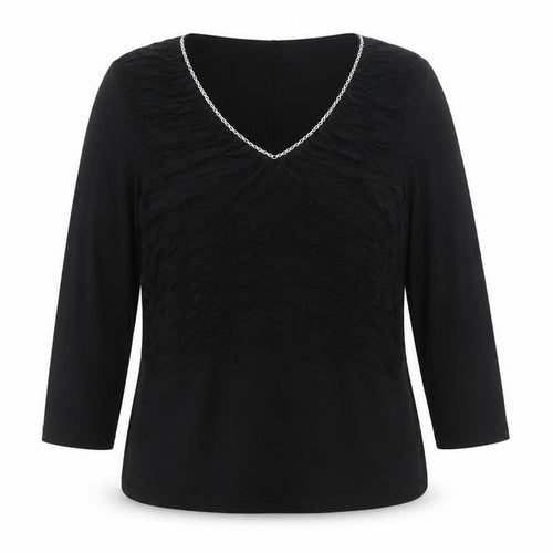 Kaliko Women's Black V-Neck 3/4 Sleeve Tunic Blouse Size 12
