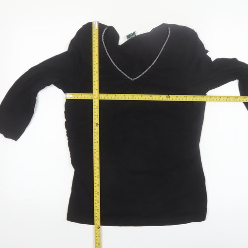 Kaliko Women's Black V-Neck 3/4 Sleeve Tunic Blouse Size 12